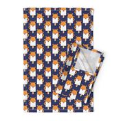 Small scale // Kawaii Cuddly Foxy Ice Creams // fox popsicles on navy blue background 