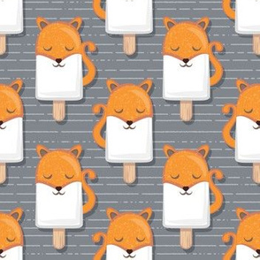 Small scale // Kawaii Cuddly Foxy Ice Creams // fox popsicles on dark grey background 