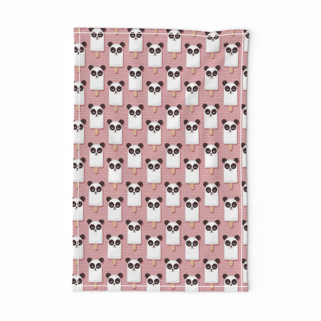 Small scale // Kawaii Cuddly Panda Ice Creams // animal popsicles on blush pink background 