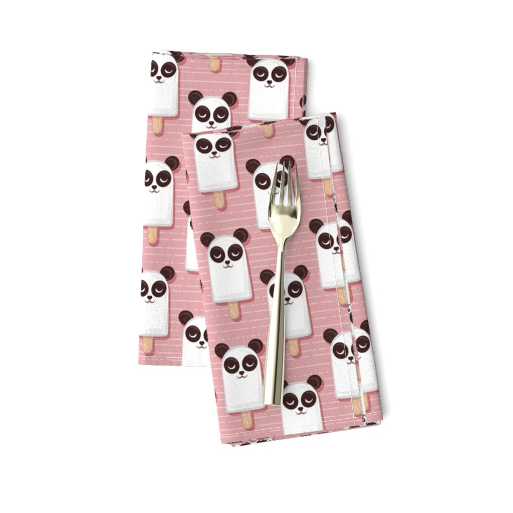 Small scale // Kawaii Cuddly Panda Ice Creams // animal popsicles on blush pink background 