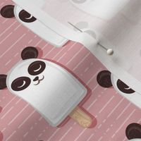 Small scale // Kawaii Cuddly Panda Ice Creams // animal popsicles on blush pink background 