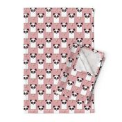 Small scale // Kawaii Cuddly Panda Ice Creams // animal popsicles on blush pink background 