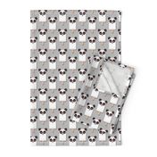 Small scale // Kawaii Cuddly Panda Ice Creams // animal popsicles on light grey background 