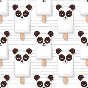 Small scale // Kawaii Cuddly Panda Ice Creams // animal popsicles on white background 