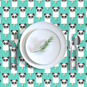 Small scale // Kawaii Cuddly Panda Ice Creams // small scale // animal popsicles on green background 