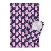 Small scale // Kawaii Cuddly Pig Ice Creams // animal popsicles on navy blue background 