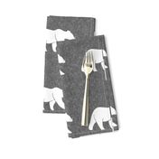 6" quilt block - bear on grey linen C19BS