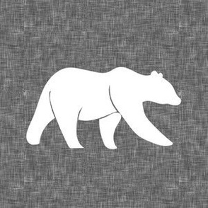 6" quilt block - bear on grey linen C19BS