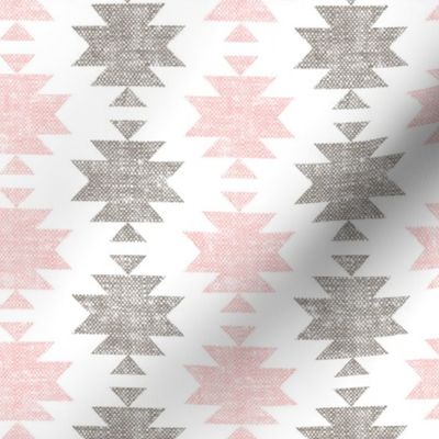 modern aztec || woven neutrals - pink on white C19BS