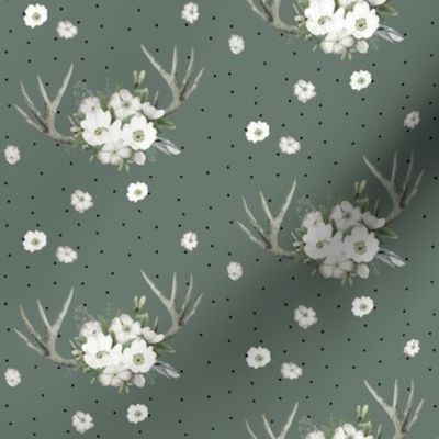 4" Rustic Lodge Florals // Corduroy Green