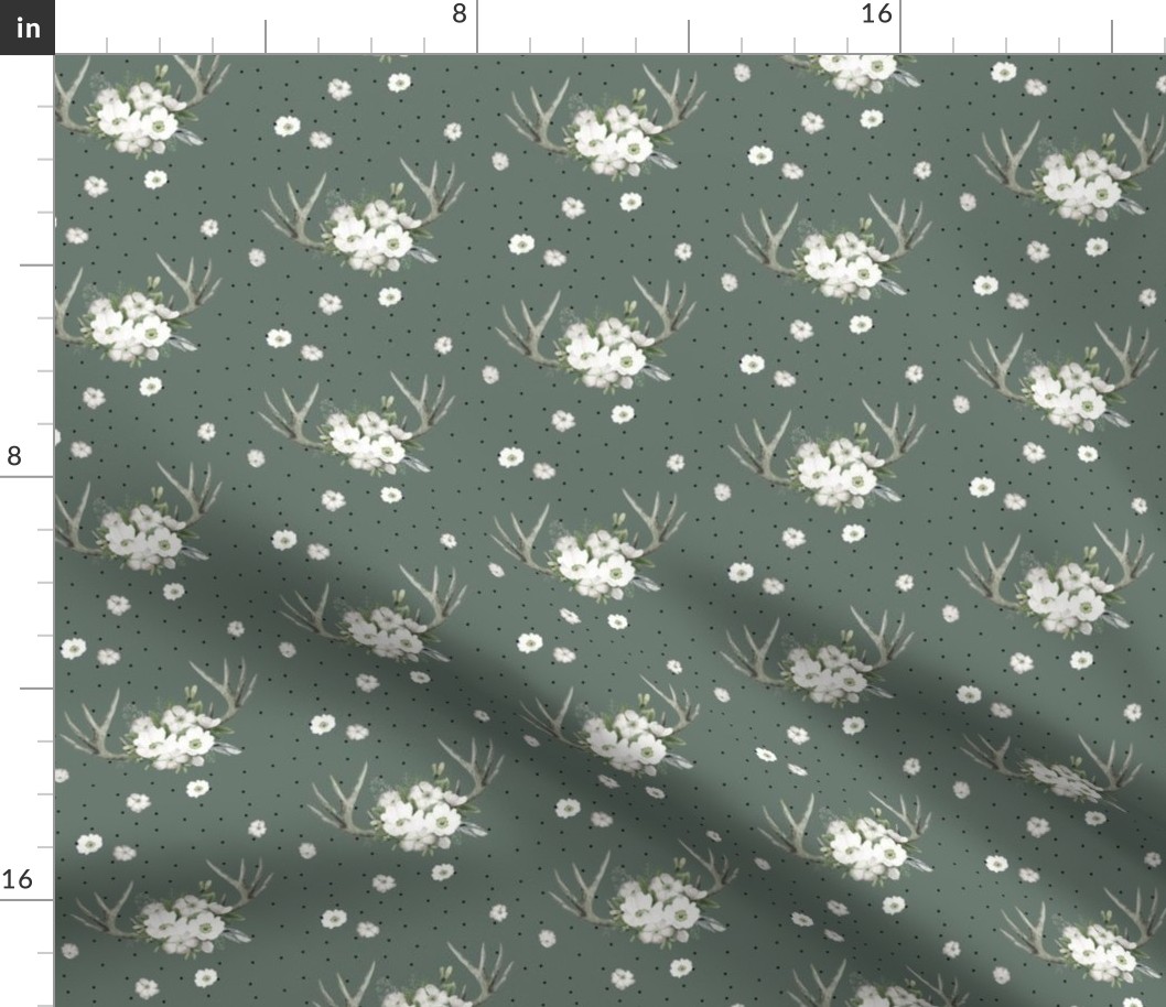 4" Rustic Lodge Florals // Corduroy Green