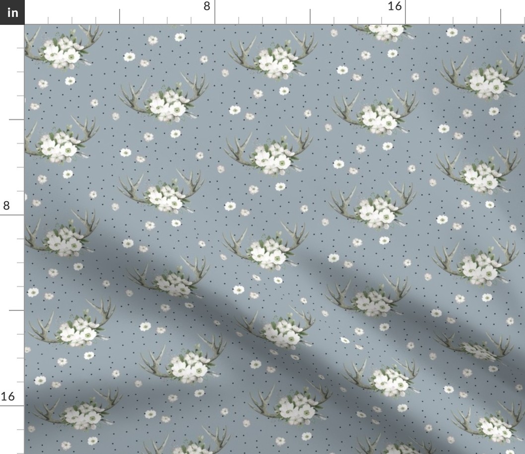 4" Rustic Lodge Florals // Blue Gray