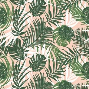 Hideaway - Tropical Palm Leaves Blush Pink Small Scale