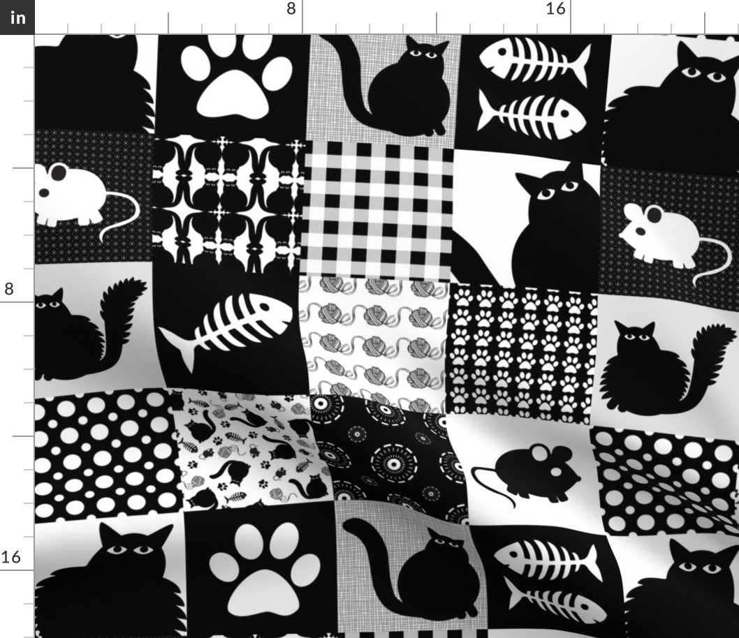 Black Cats Cheater Quilt