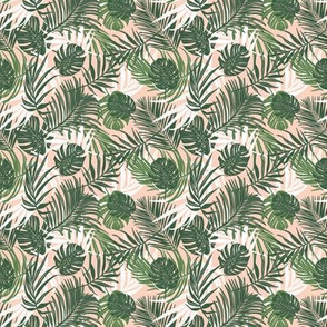 Hideaway - Tropical Palm Leaves Blush Pink Ditsy Scale