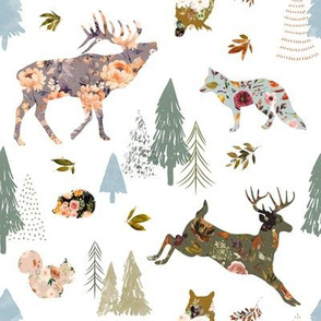 Fall Woodland Friends / White