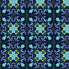 Floral symmetry on dark background