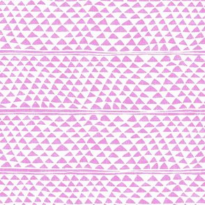 all over triangles in pink on linen