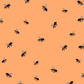 Bees on Coral Background
