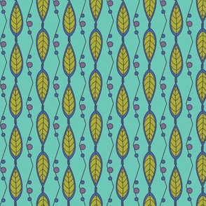 Retro Leaves Zig Zag-Teal