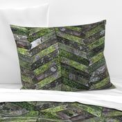 Mossy Weathered Wood in Chevron 