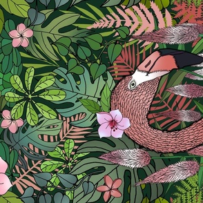 Florencia the Flamingo in her Forest Full of Florals