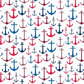 Anchors in Reds and Blues on White