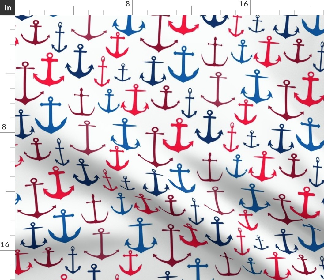 Anchors in Reds and Blues on White