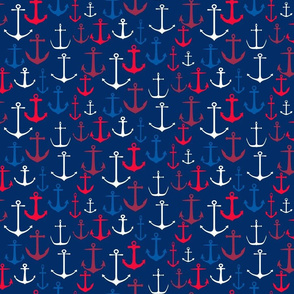 Red, White & Blue Anchors on Dark Blue