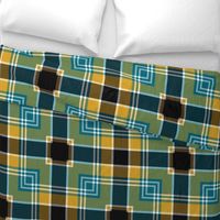 The Gold the Black and the Teal: Square Plaid