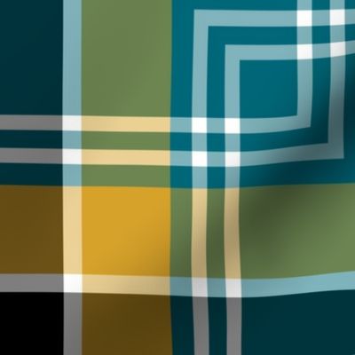 The Gold the Black and the Teal: Square Plaid