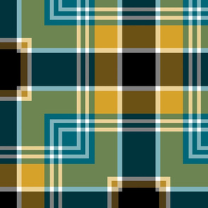 The Gold the Black and the Teal: Square Plaid