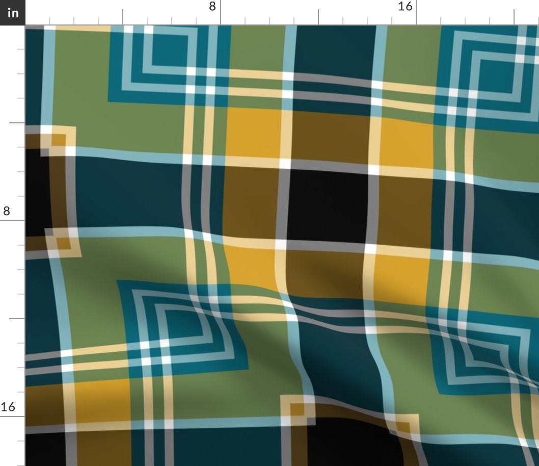 The Gold the Black and the Teal: Square Plaid