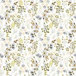 4" Gold and Silver Watercolor Floral - 4” repeat GL-HF2