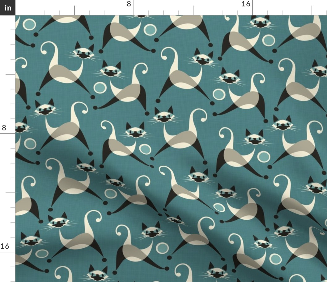 Siamese Kittens at Play Fabric | Spoonflower