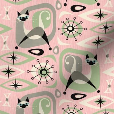 Siamese Cat Abstract on Pink