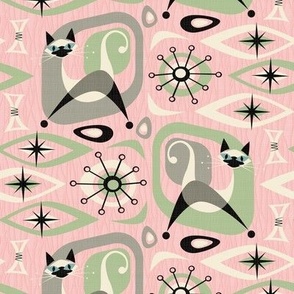 Siamese Cat Abstract on Pink