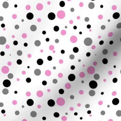 Pink, gray and black polka dots small print