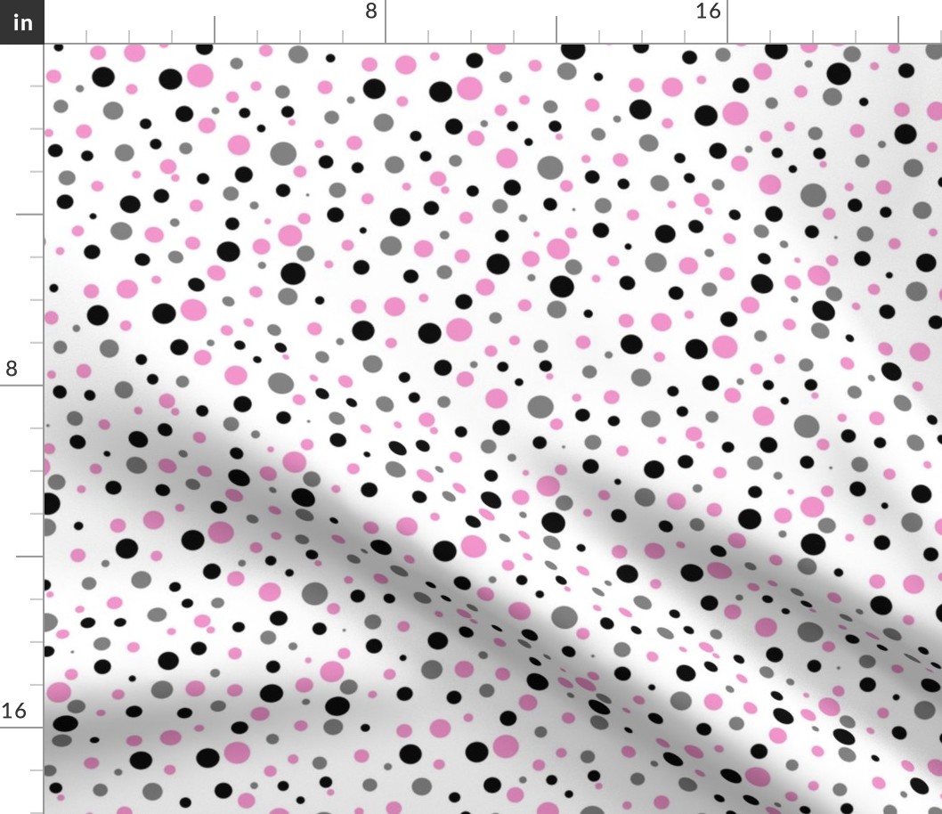 Pink, gray and black polka dots small print