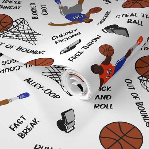 Basketballs and Basketball Terms on Wallpaper | Spoonflower