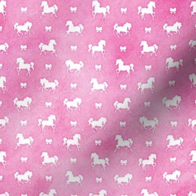 Micro Horses and Bows Pattern on Pink Watercolor