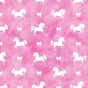 Horses and Bows Pattern on Pink Watercolor
