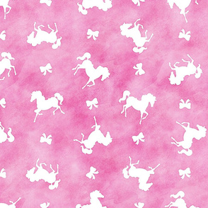 Ditsy Horses and Bows Pattern on Pink Watercolor