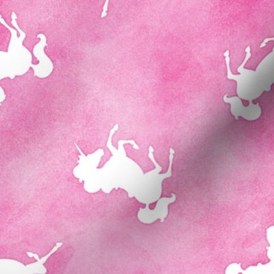 Ditsy Unicorn Pattern on Pink Watercolor