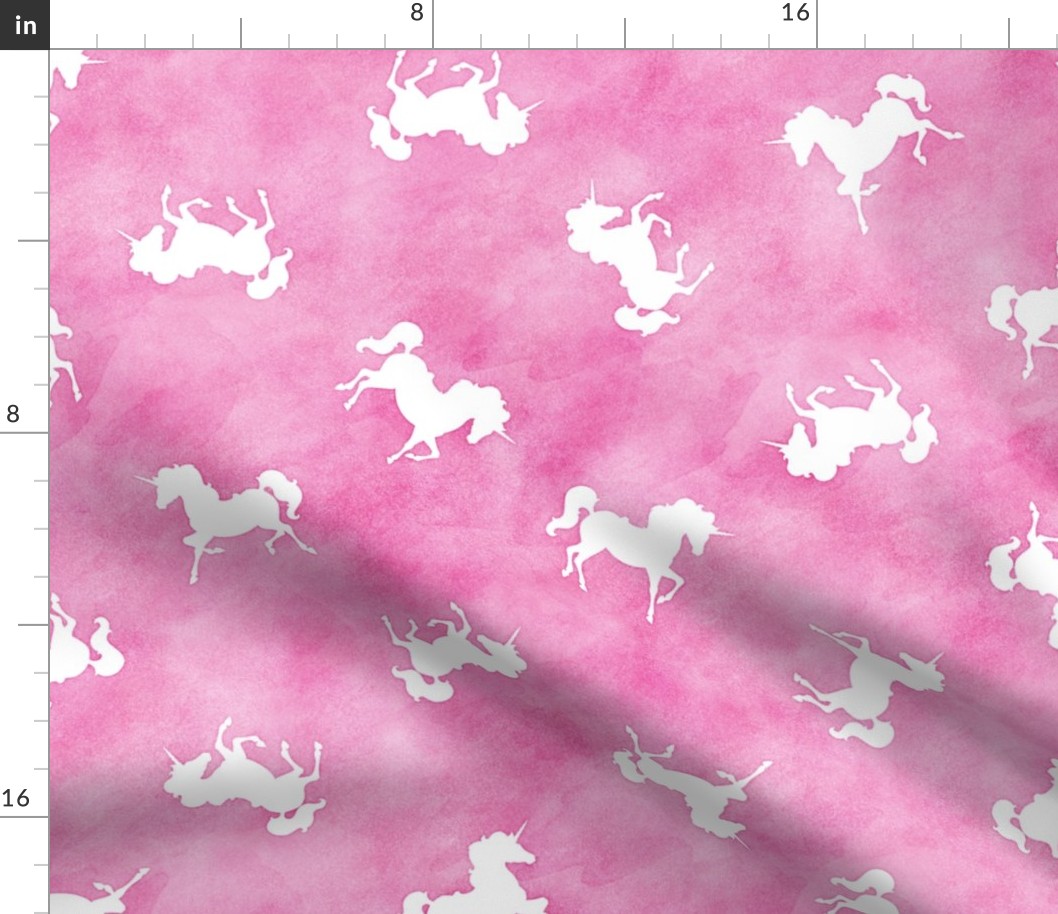 Ditsy Unicorn Pattern on Pink Watercolor