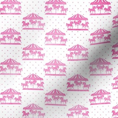 Micro Carousel Pattern Pink Watercolor on White