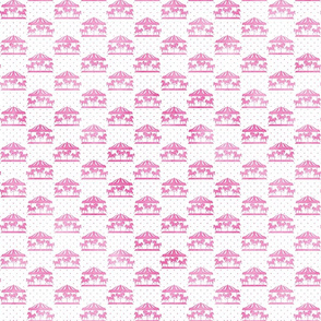 Micro Carousel Pattern Pink Watercolor on White