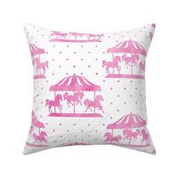Carousel Pattern Pink Watercolor on White