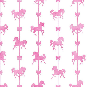 Carousel Stripes Pattern Pink Watercolor on White