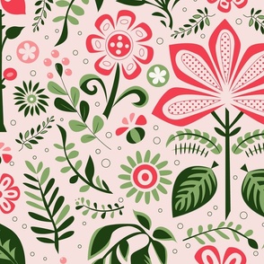 Screenprint Inspired - Tropical Green and Pink